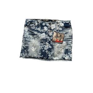 Deadstock Squeeze floral print denim mini skirt 🌀